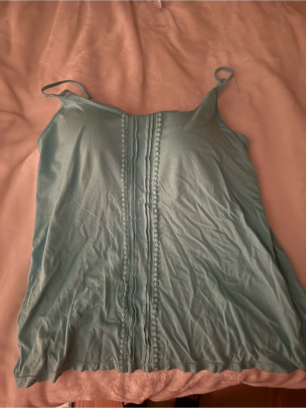 Women's Light Blue Lace-Trim Tank Top with Bra